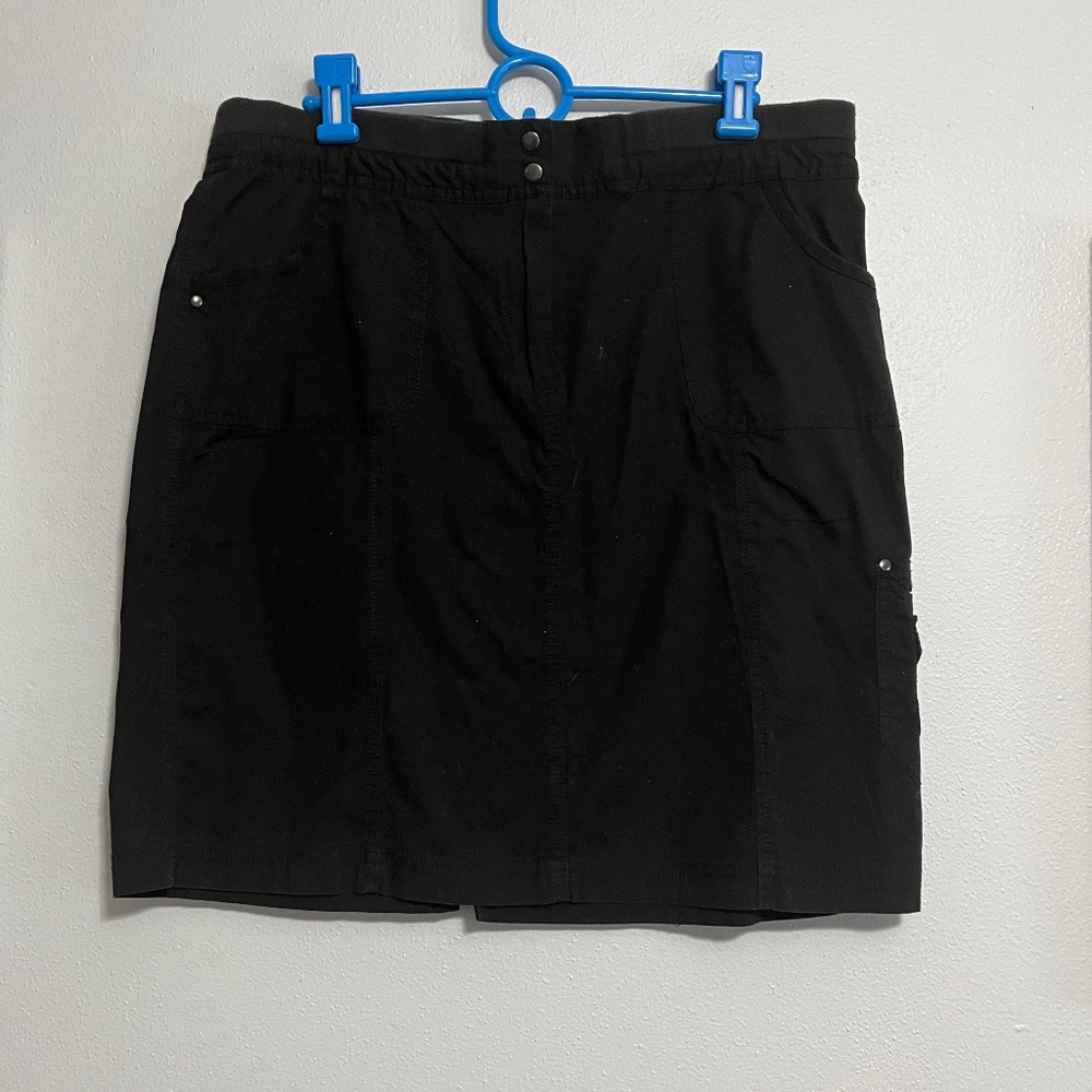 Rafaella Black Cotton Stretch Utility Skirt Size 12